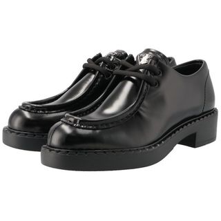 プラダ(PRADA)のプラダ PRADA ローファー レースアップシューズ 三角ロゴ ブラッシュドレザー ダービーシューズ 5cmヒール レディース 靴 2023年秋冬新作 1E249N 055 002(ローファー/革靴)