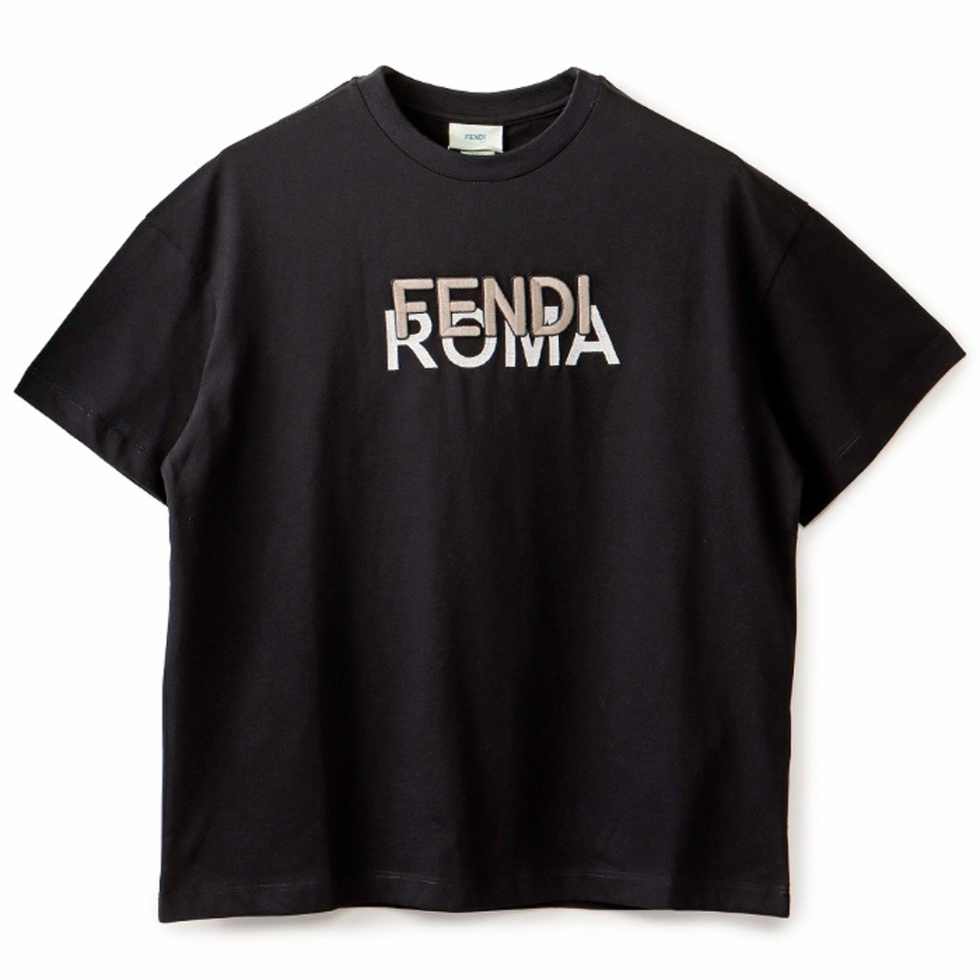 フェンディ FENDI 【大人もOK】キッズ Tシャツ 12+(14Y) FENDI ROMA グラフィックロゴ クルーネック 半袖シャツ 2023年秋冬新作 JUI149 7AJ F0GME165cm肩幅