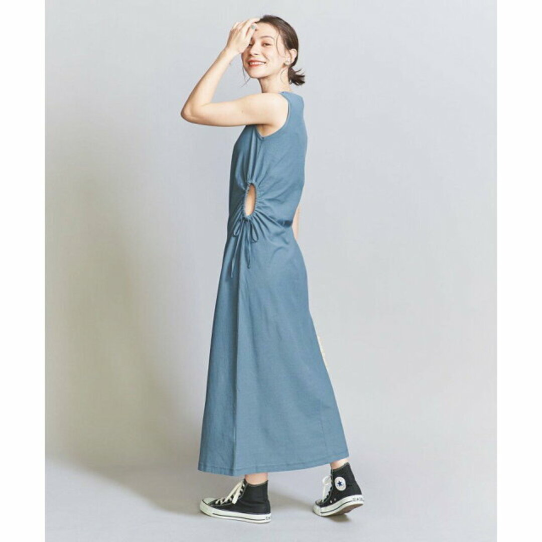 BEAUTY&YOUTH UNITED ARROWS(ビューティアンドユースユナイテッドアローズ)の【LT.BLUE】コットンアムンゼン サイドホールワンピース -ウォッシャブル- レディースのワンピース(ロングワンピース/マキシワンピース)の商品写真