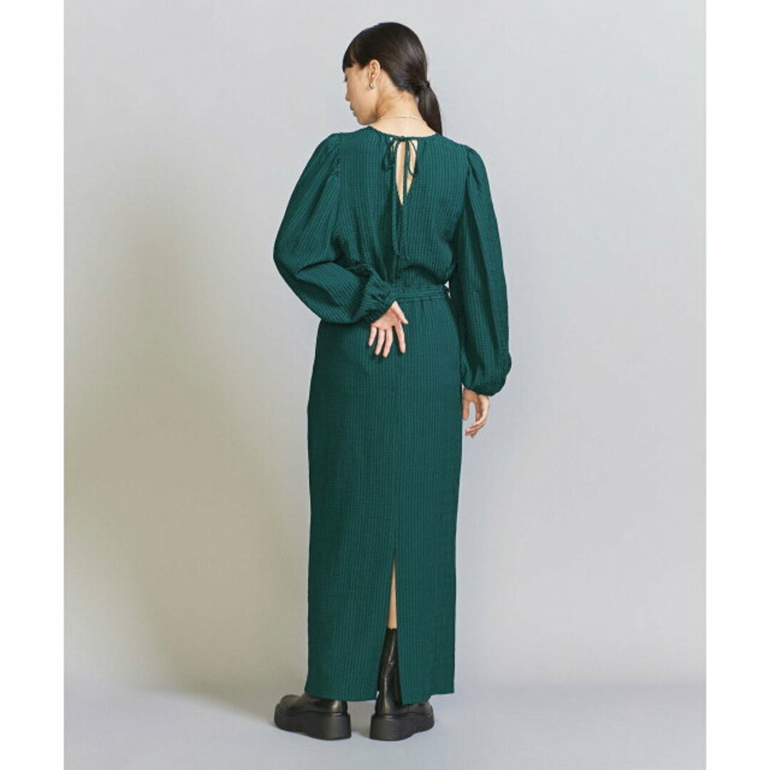 BEAUTY&YOUTH UNITED ARROWS(ビューティアンドユースユナイテッドアローズ)の【DK.GREEN】チェックジャカード バックリボン ブラウス -ウォッシャブル- レディースのトップス(シャツ/ブラウス(長袖/七分))の商品写真