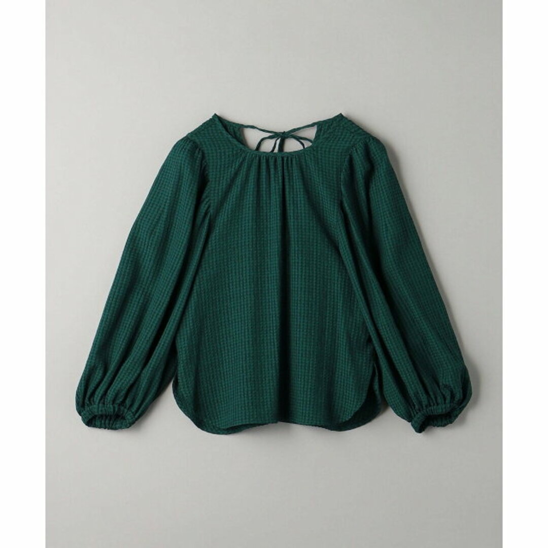 BEAUTY&YOUTH UNITED ARROWS(ビューティアンドユースユナイテッドアローズ)の【DK.GREEN】チェックジャカード バックリボン ブラウス -ウォッシャブル- レディースのトップス(シャツ/ブラウス(長袖/七分))の商品写真