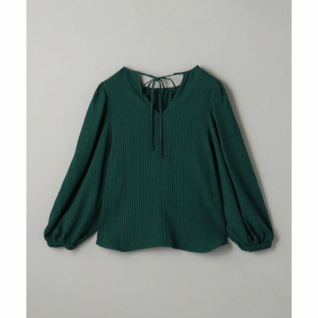 BEAUTY&YOUTH UNITED ARROWS(ビューティアンドユースユナイテッドアローズ)の【DK.GREEN】チェックジャカード バックリボン ブラウス -ウォッシャブル- レディースのトップス(シャツ/ブラウス(長袖/七分))の商品写真