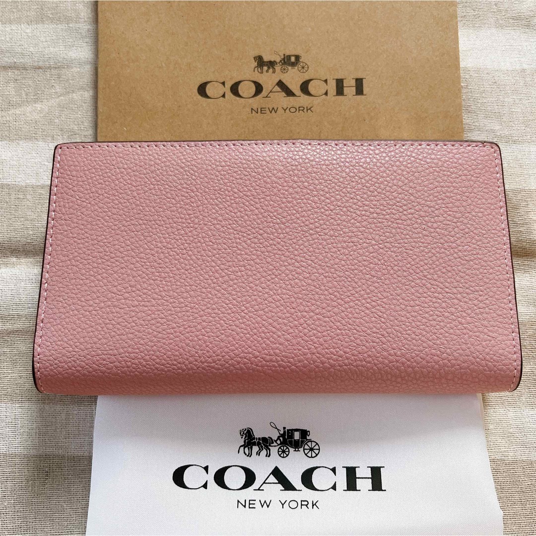 COACH - COACH 新品 レザー 二つ折り 長財布 ピンク コーチ レディース