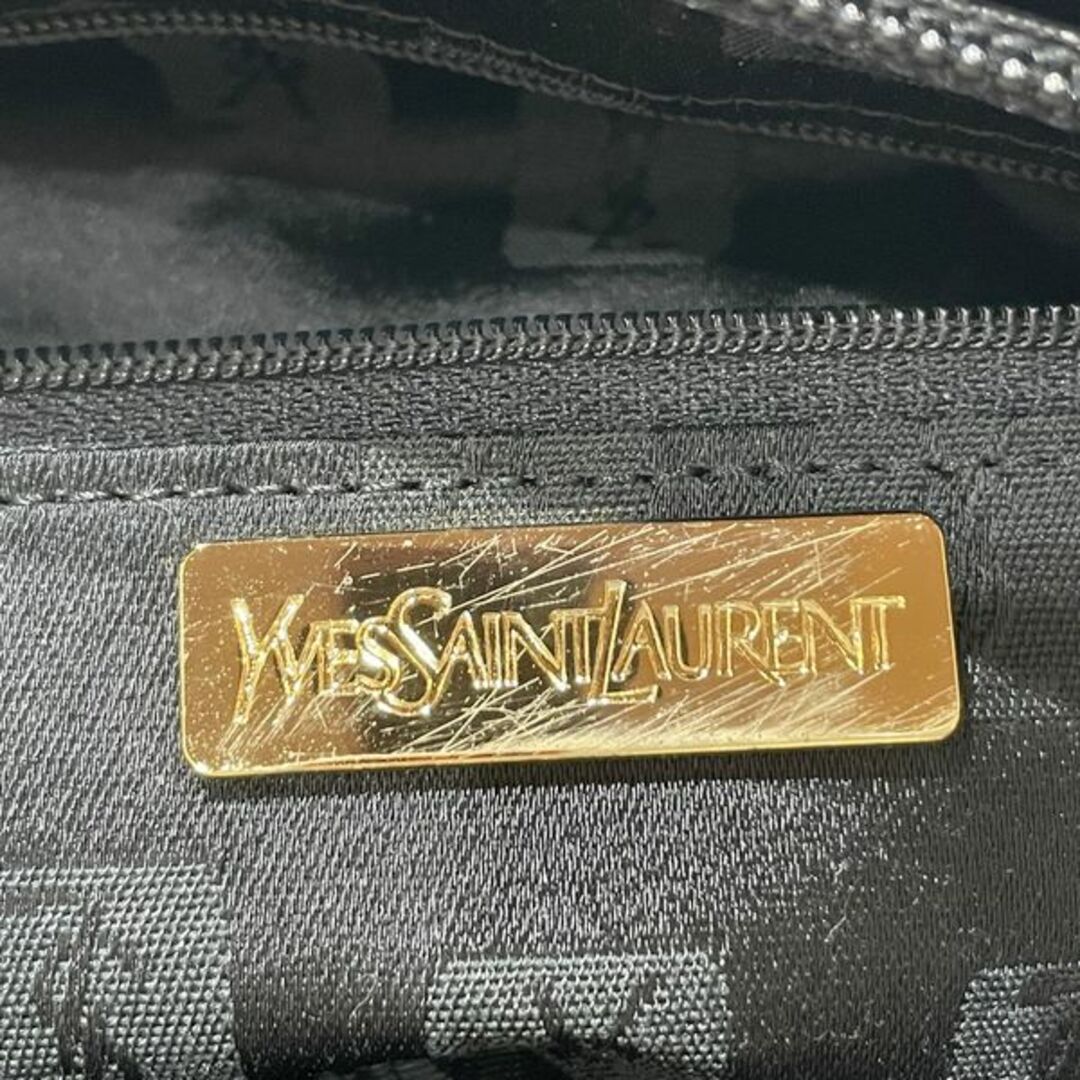 Saint Laurent(サンローラン)のYVES SAINT LAURENT YSL ロゴ チャーム 型押し 編み込み ヴィンテージ トートバッグ レザー レディースのバッグ(トートバッグ)の商品写真