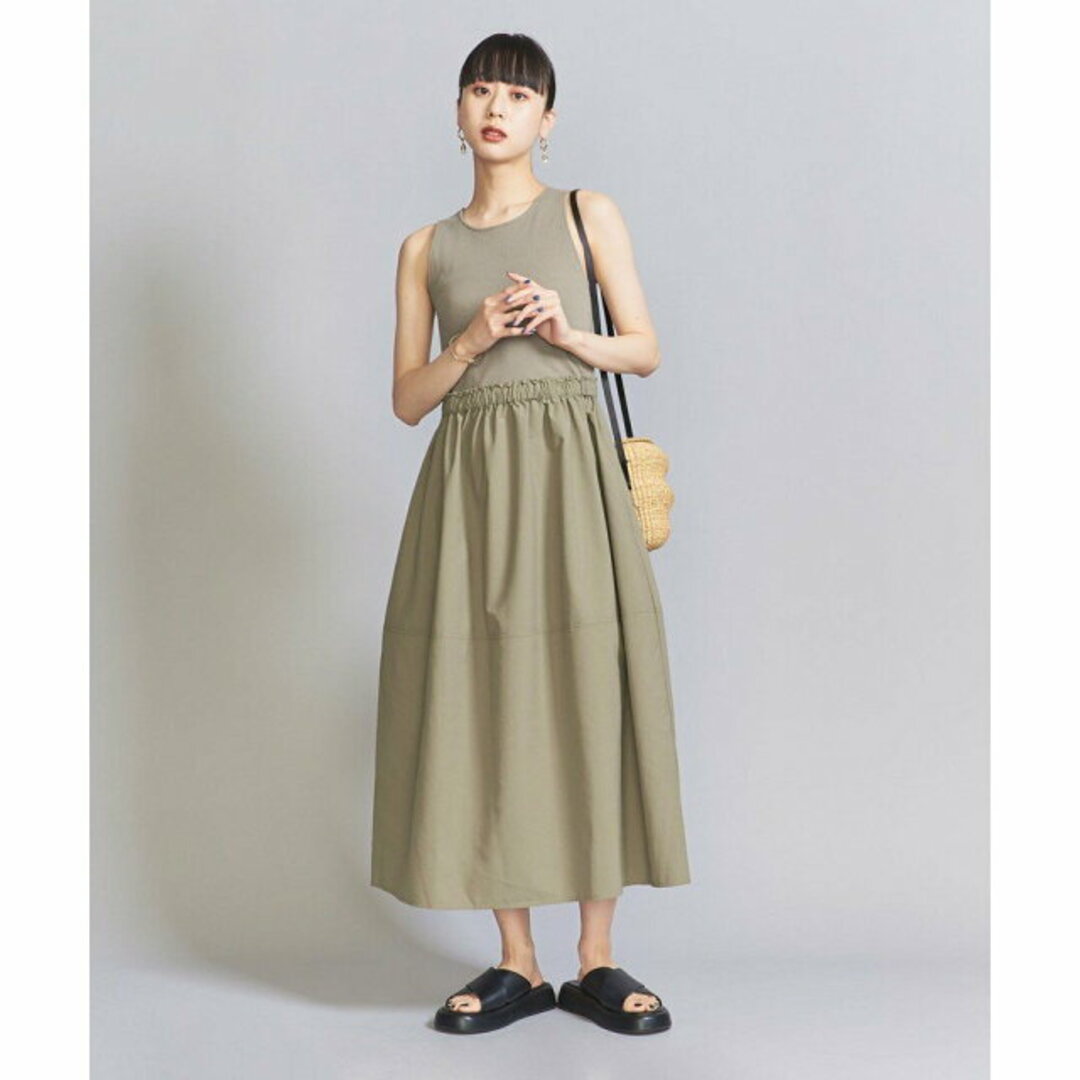 BEAUTY&YOUTH UNITED ARROWS(ビューティアンドユースユナイテッドアローズ)の【OLIVE】【FREE】コンビノースリーブ ワンピース -ウォッシャブル- レディースのワンピース(ロングワンピース/マキシワンピース)の商品写真