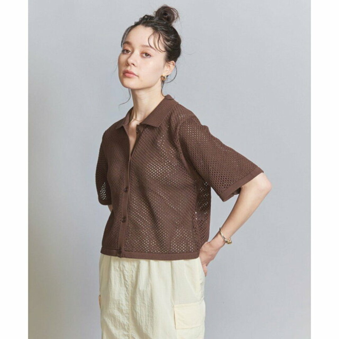 BEAUTY&YOUTH UNITED ARROWS(ビューティアンドユースユナイテッドアローズ)の【DK.BROWN】メッシュ 5分袖 カーディガン -ウォッシャブル- レディースのトップス(カーディガン)の商品写真