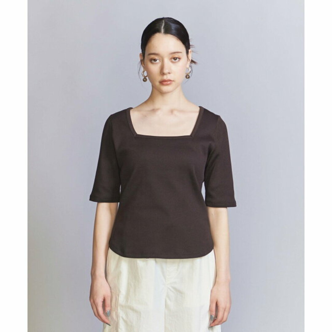 BEAUTY&YOUTH UNITED ARROWS(ビューティアンドユースユナイテッドアローズ)の【MD.BROWN】スクエアネック 5分袖 カットソー プルオーバー レディースのトップス(カットソー(長袖/七分))の商品写真