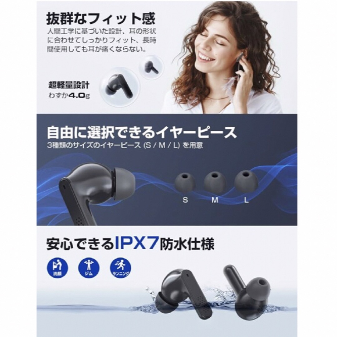 Bluetoothイヤフォン スマホ/家電/カメラのオーディオ機器(ヘッドフォン/イヤフォン)の商品写真