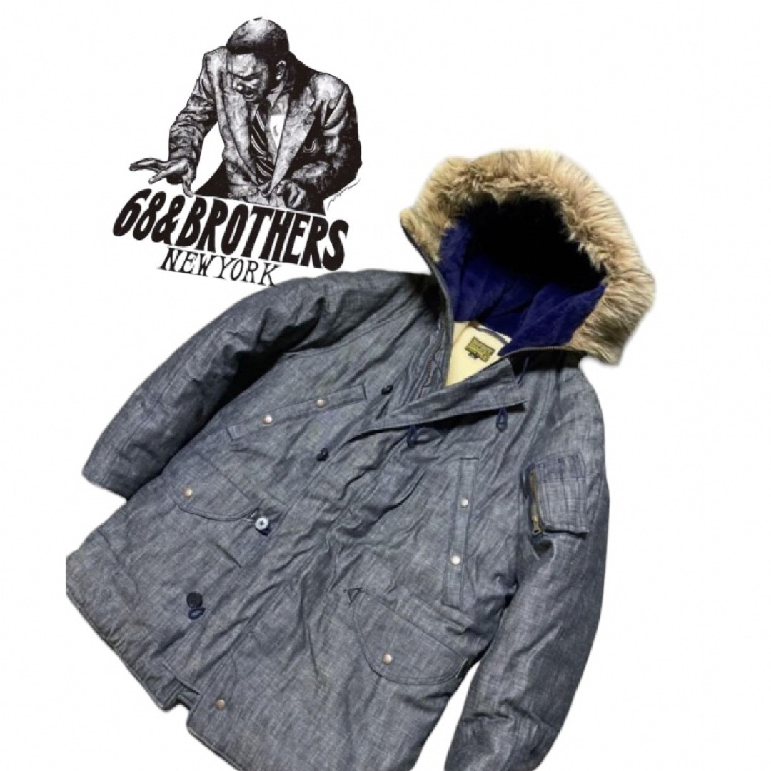 68&brothers(シックスティエイトアンドブラザーズ)の美品【68&BROTHERS】デニムモッズコート メンズのジャケット/アウター(モッズコート)の商品写真