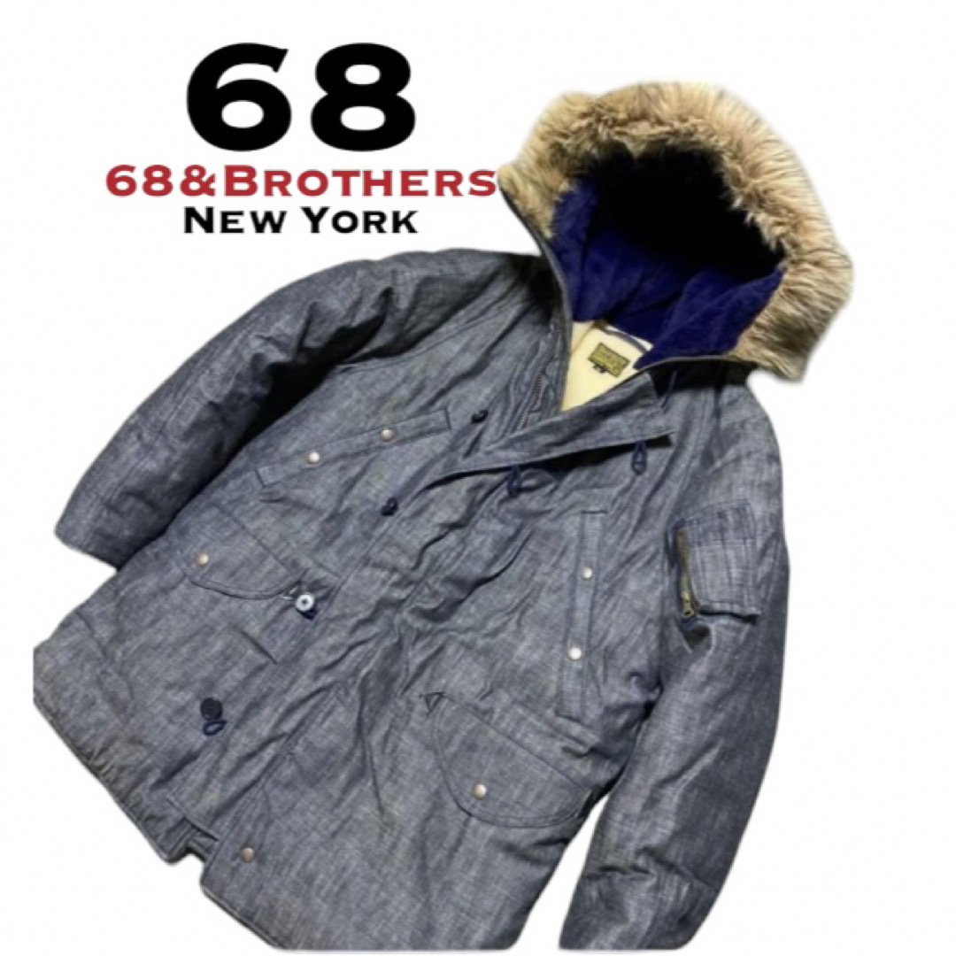 68&brothers(シックスティエイトアンドブラザーズ)の美品【68&BROTHERS】デニムモッズコート メンズのジャケット/アウター(モッズコート)の商品写真