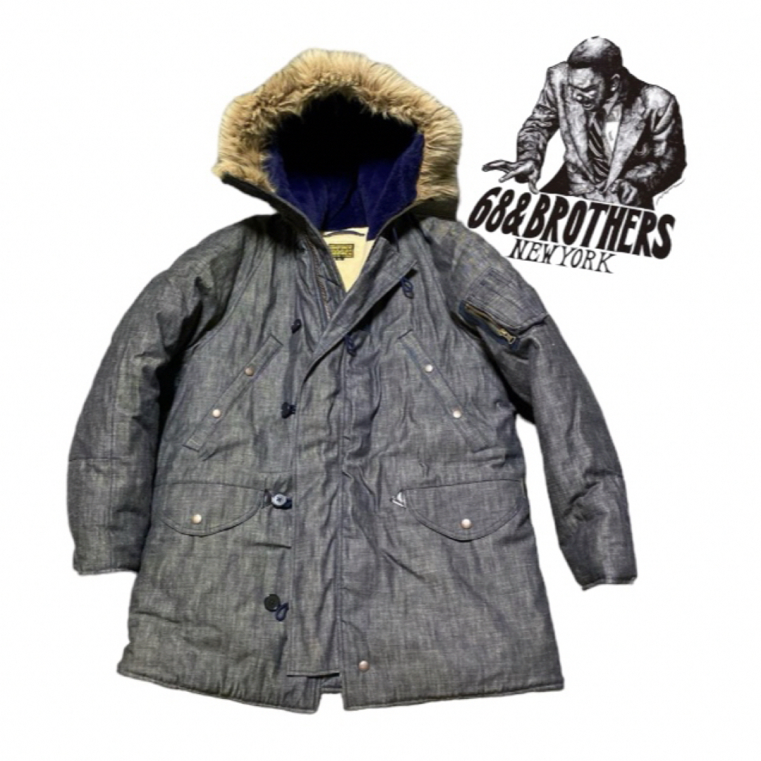 68&brothers(シックスティエイトアンドブラザーズ)の美品【68&BROTHERS】デニムモッズコート メンズのジャケット/アウター(モッズコート)の商品写真