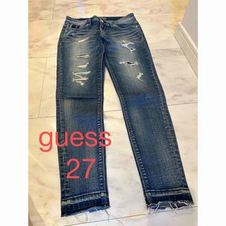 ゲス(GUESS)の【美品】GUESS デニムスキニーパンツ クラッシュ加工(デニム/ジーンズ)