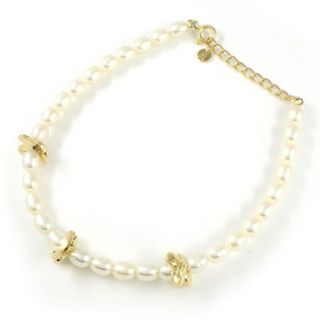 ミキモト MIKIMOTO ブレスレット クローバー 3モチーフ 淡水パール K18YG 【中古】(ブレスレット/バングル)