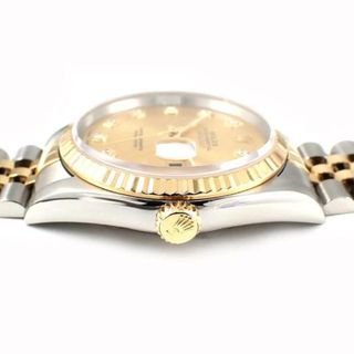 ロレックス(ROLEX)のロレックス Rolex 腕時計 オイスター パーペチュアル デイトジャスト 36 16233G L番 10ポイント ダイヤモンド インデックス サンレイ シャンパンカラー文字盤 フルーテッドベゼル ロレゾール ジュビリーブレス オイスタースチール K18YG 自動巻き 【中古】(腕時計)