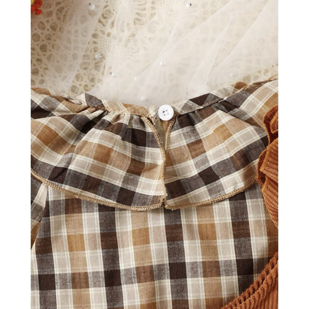 ︎✿新品未使用‼️SHEIN チェックブラウス ジャンパースカートセット キッズ/ベビー/マタニティのベビー服(~85cm)(ワンピース)の商品写真