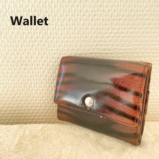 美品✨希少 レア ウォレット折り財布パープルブラウン総柄レオパード(財布)