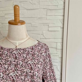 リバティ(LIBERTY.)のハンドメイド　リバティコーデュロイ　ボートネックワンピース　チャイブ(ロングワンピース/マキシワンピース)