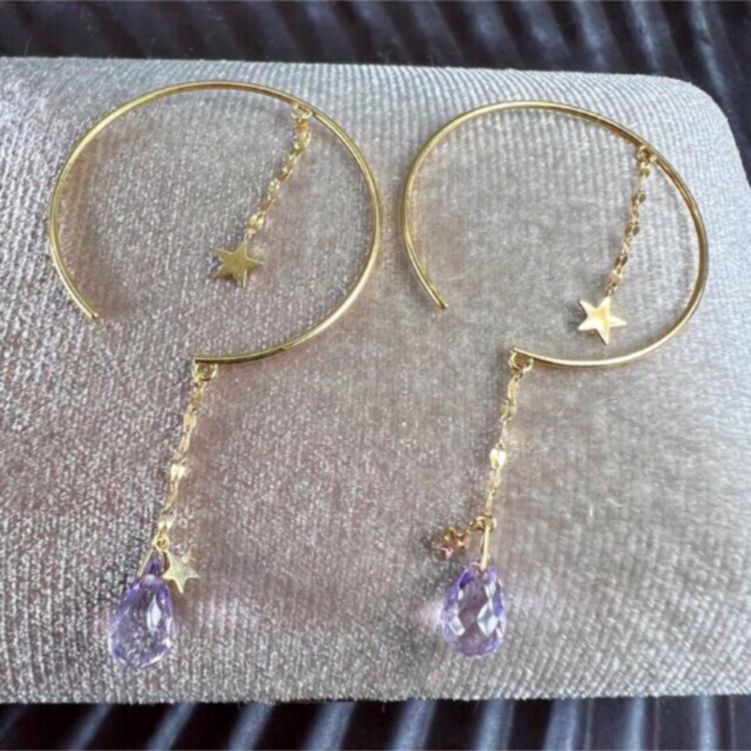 STAR JEWELRY - スタージュエリー アメジスト フープピアス K18 の通販