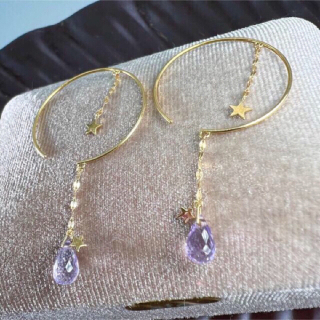 STAR JEWELRY - スタージュエリー アメジスト フープピアス K18 の通販