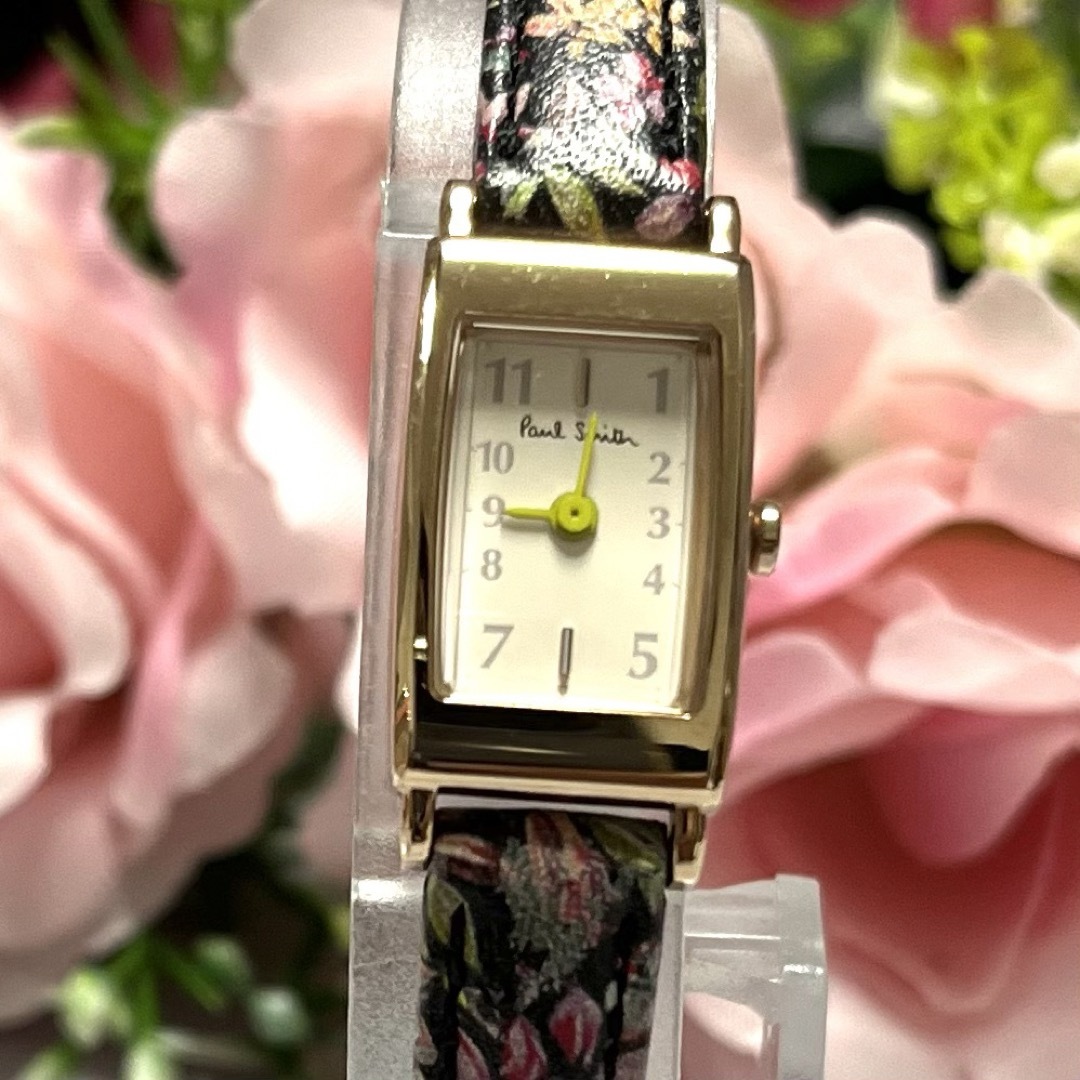 【極美品】ポールスミス 腕時計 レディース 花柄 ピンク ゴールド スクエア