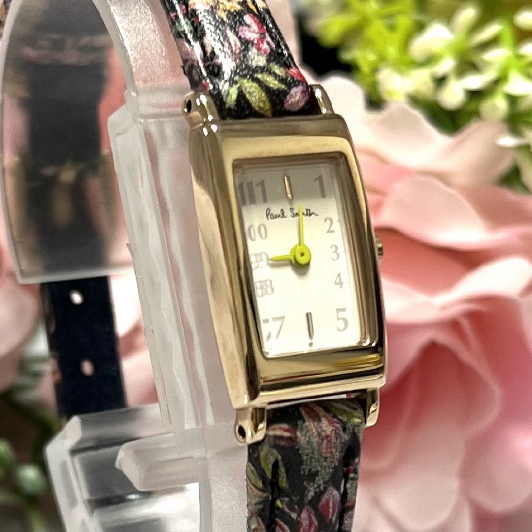 【極美品】ポールスミス 腕時計 レディース 花柄 ピンク ゴールド スクエア