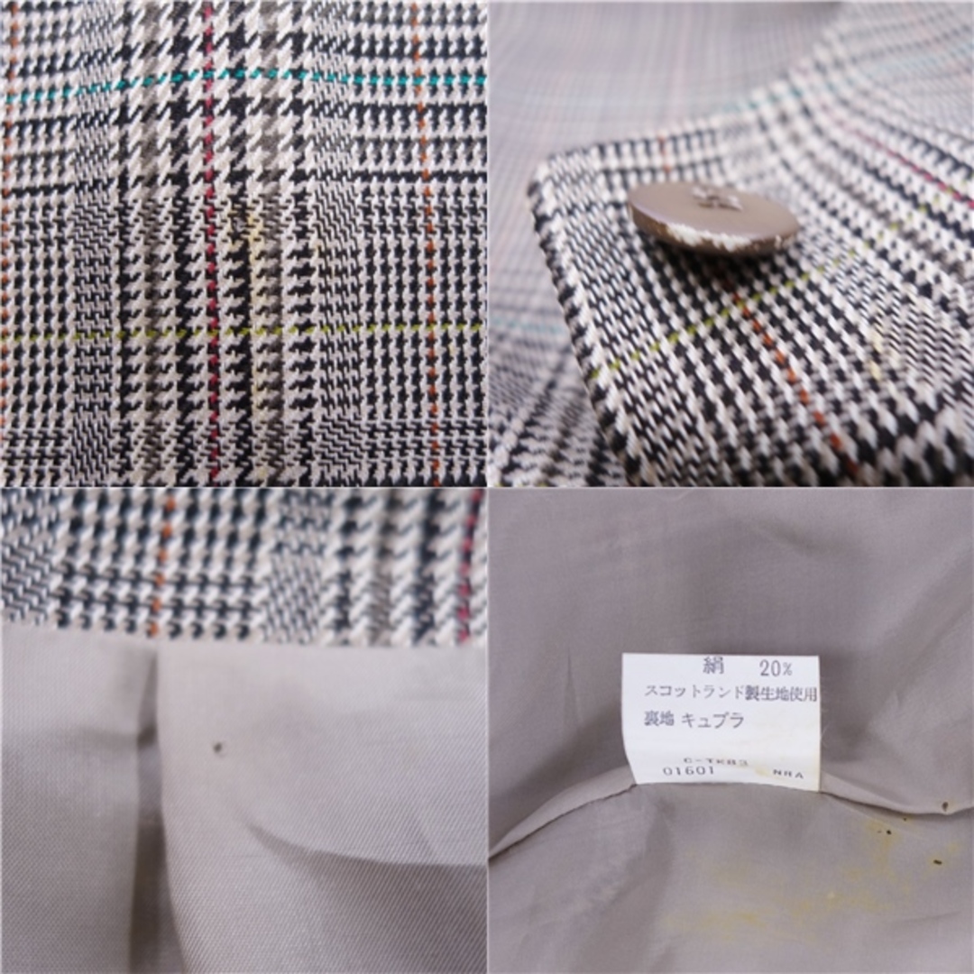 BURBERRY(バーバリー)のVintage バーバリー Burberrys ジャケット ノーカラージャケット チェック柄 ウール シルク アウター レディース 11AR(M相当) マルチカラー レディースのジャケット/アウター(テーラードジャケット)の商品写真