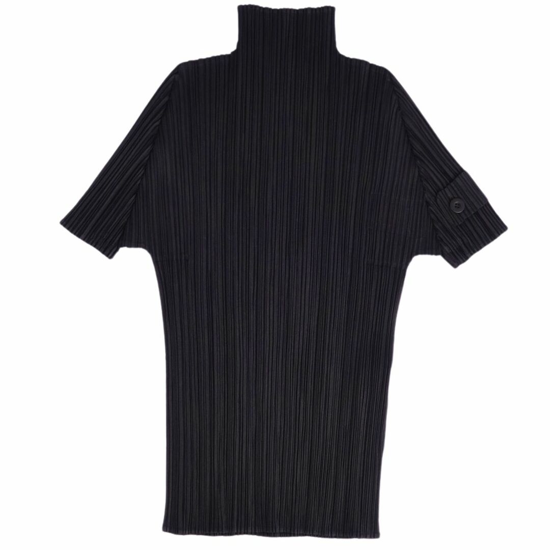 PLEATS PLEASE ISSEY MIYAKE(プリーツプリーズイッセイミヤケ)の美品 プリーツプリーズ イッセイミヤケ PLEATS PLEASE シャツ ブラウス 半袖 ショートスリーブ ハイネック プリーツ トップス レディース 3(L相当) ブラック レディースのトップス(シャツ/ブラウス(半袖/袖なし))の商品写真