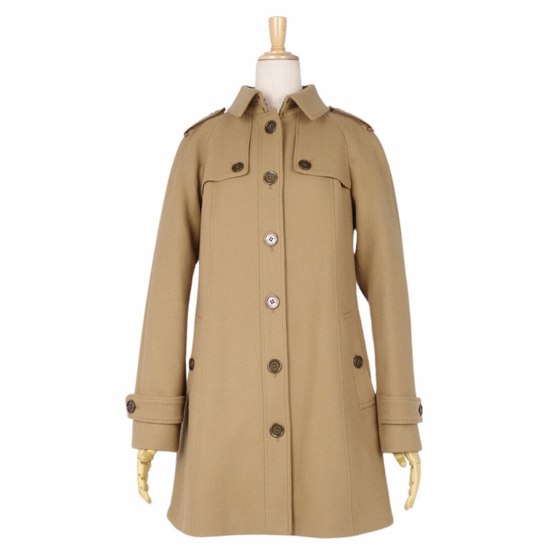 BURBERRY(バーバリー)の極美品 バーバリー ロンドン BURBERRY LONDON コート シングル トレンチコート 裏チェック ウール アウター レディース 40(M相当) ブラウン レディースのジャケット/アウター(トレンチコート)の商品写真