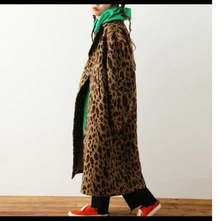 マウジー(moussy)のレオパード柄オーバーコートロング 美品(ロングコート)