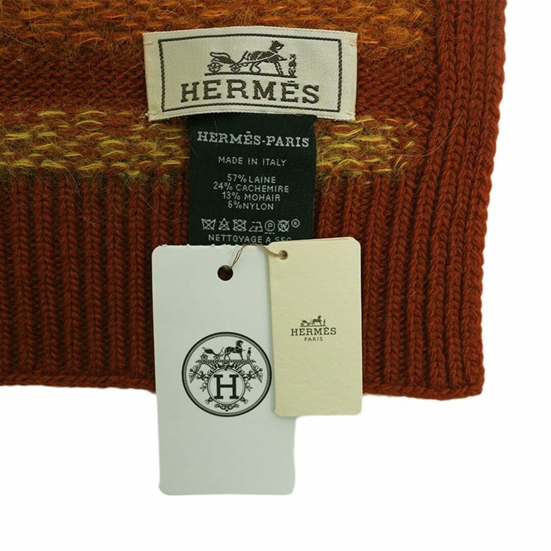 Hermes(エルメス)のエルメス マフラー フェードストライプ オレンジ H393793T 03 メンズ ユニセックス レディース ショートサイズ 短い 2022年12月購入 HERMES【未使用品】 メンズのファッション小物(マフラー)の商品写真