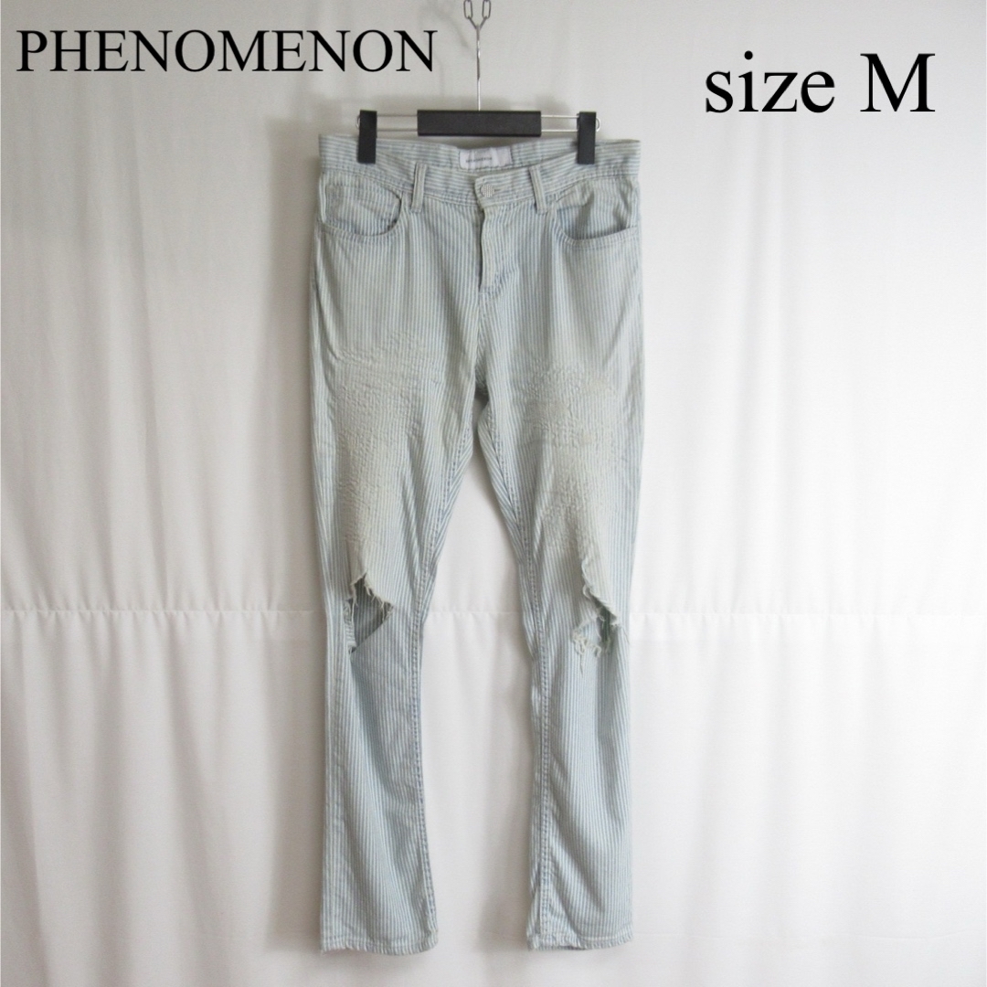 PHENOMENON(フェノメノン)のPHENOMENON グランジ ヒッコリー デニム パンツ ジーンズ 30 メンズのパンツ(デニム/ジーンズ)の商品写真