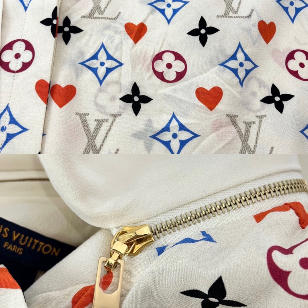 LOUIS VUITTON(ルイヴィトン)のLOUIS VUITTON ルイヴィトン 半袖シャツ ゲームオン モノグラムフリルボウタイブラウス トップス アパレル 服 RW211A ZXR FKBL20 36 オフホワイト マルチカラー ゴールド金具 シルク    レディース 春 夏 美品【中古品】 レディースのワンピース(その他)の商品写真