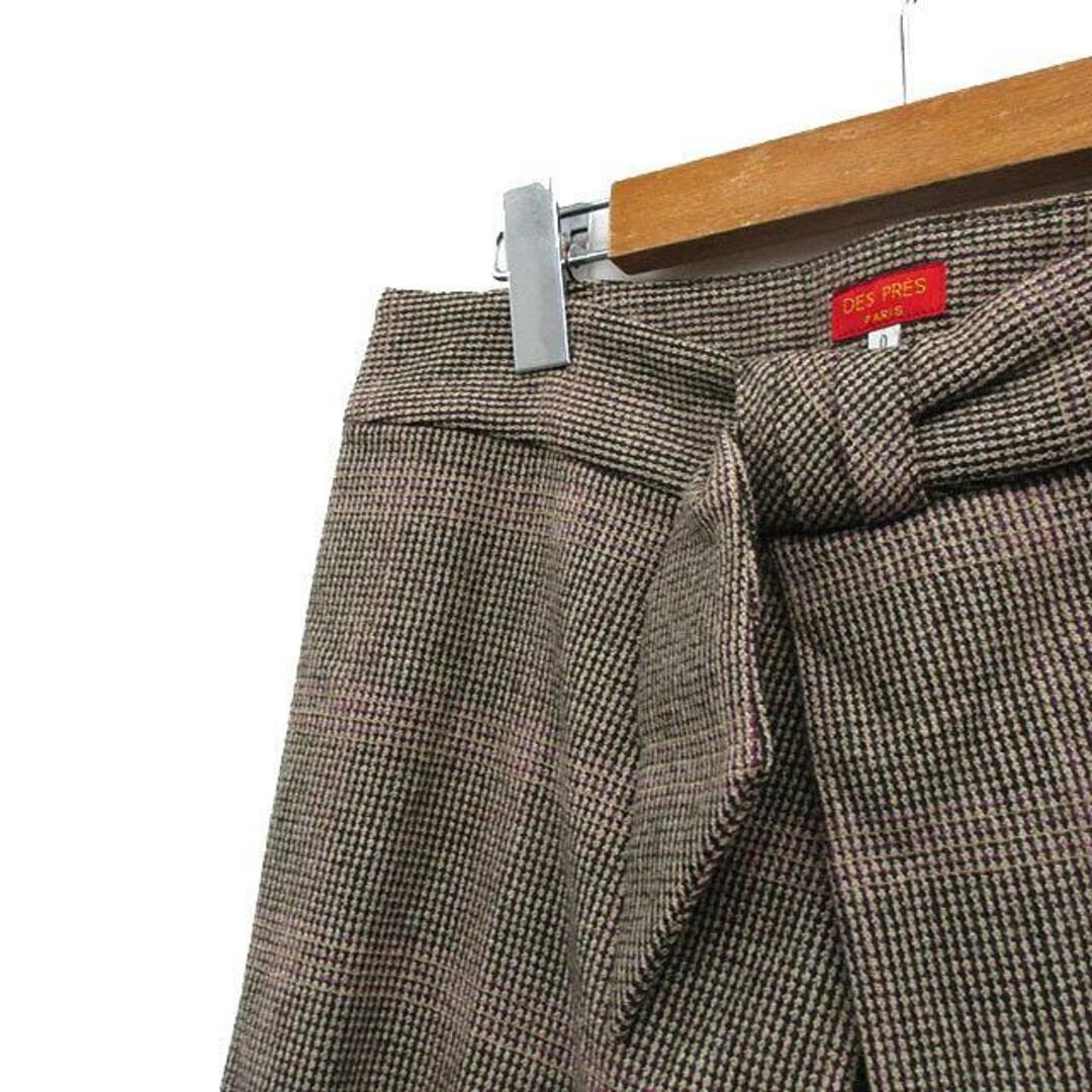 DES PRES(デプレ)のデプレ トゥモローランド 台形 スカート 膝丈 リボン ウール ツイード S レディースのスカート(ひざ丈スカート)の商品写真