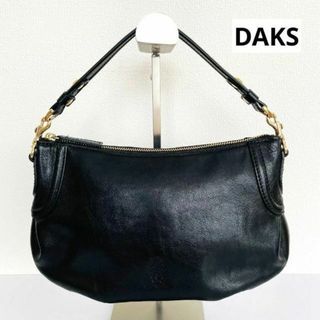 ダックス(DAKS)の【美品】 DAKS レザー ショルダーバッグ ブラック ハンドバッグ 日本製(ハンドバッグ)