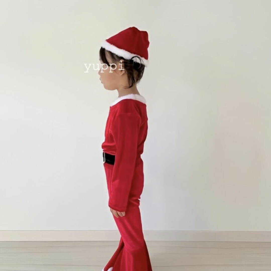 子供服 クリスマス フレアセットアップ 赤 120 コスプレ 可愛い 派手 キッズ/ベビー/マタニティのキッズ服女の子用(90cm~)(ワンピース)の商品写真