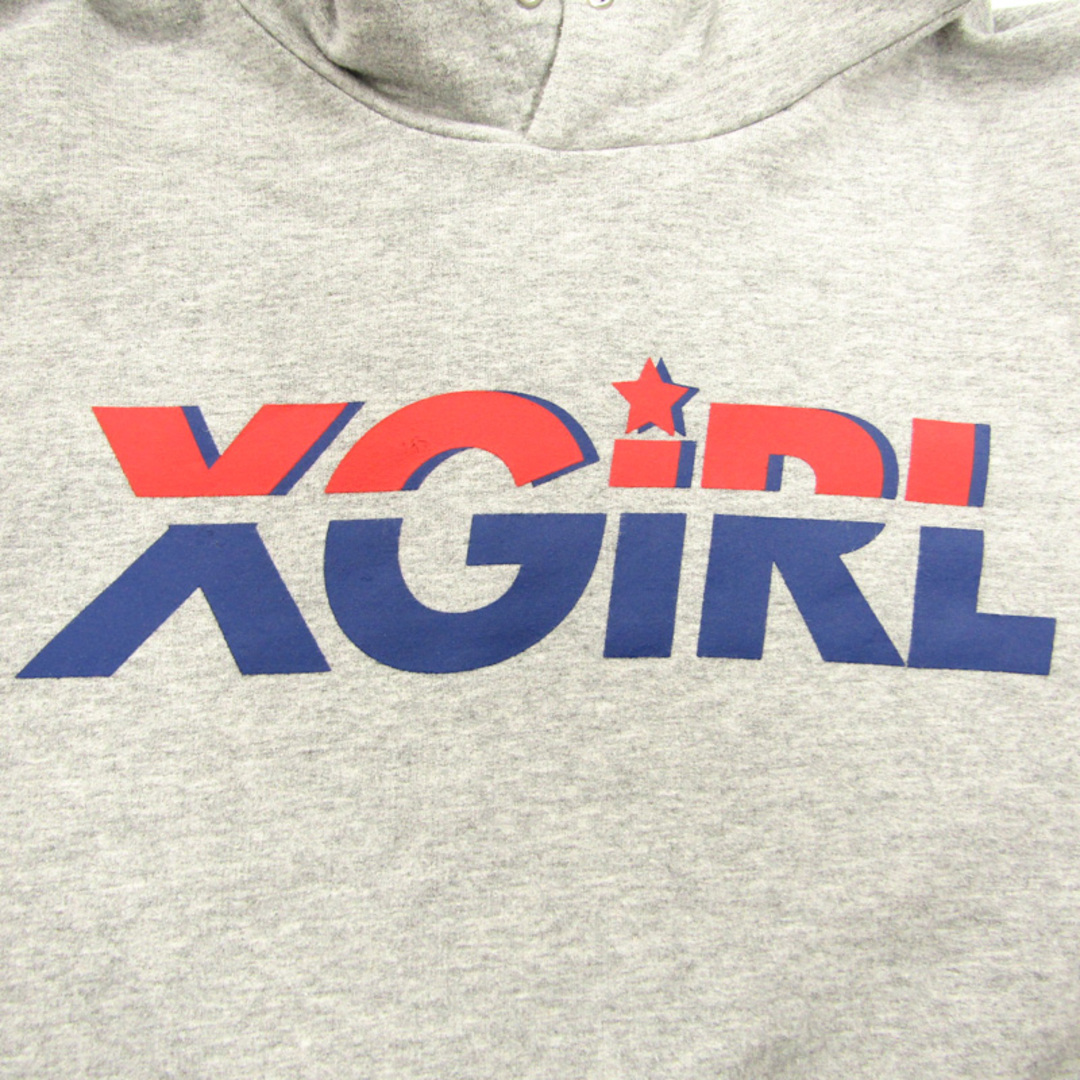 X-girl(エックスガール)のエックスガール パーカー フード付きTシャツ レイヤード風 キッズ 男の子用 130サイズ グレー X-girl キッズ/ベビー/マタニティのキッズ服女の子用(90cm~)(Tシャツ/カットソー)の商品写真