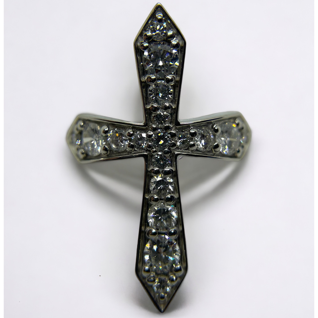 プラチナ　クロス　ダイヤモンド　リング　#11 メンズのアクセサリー(リング(指輪))の商品写真