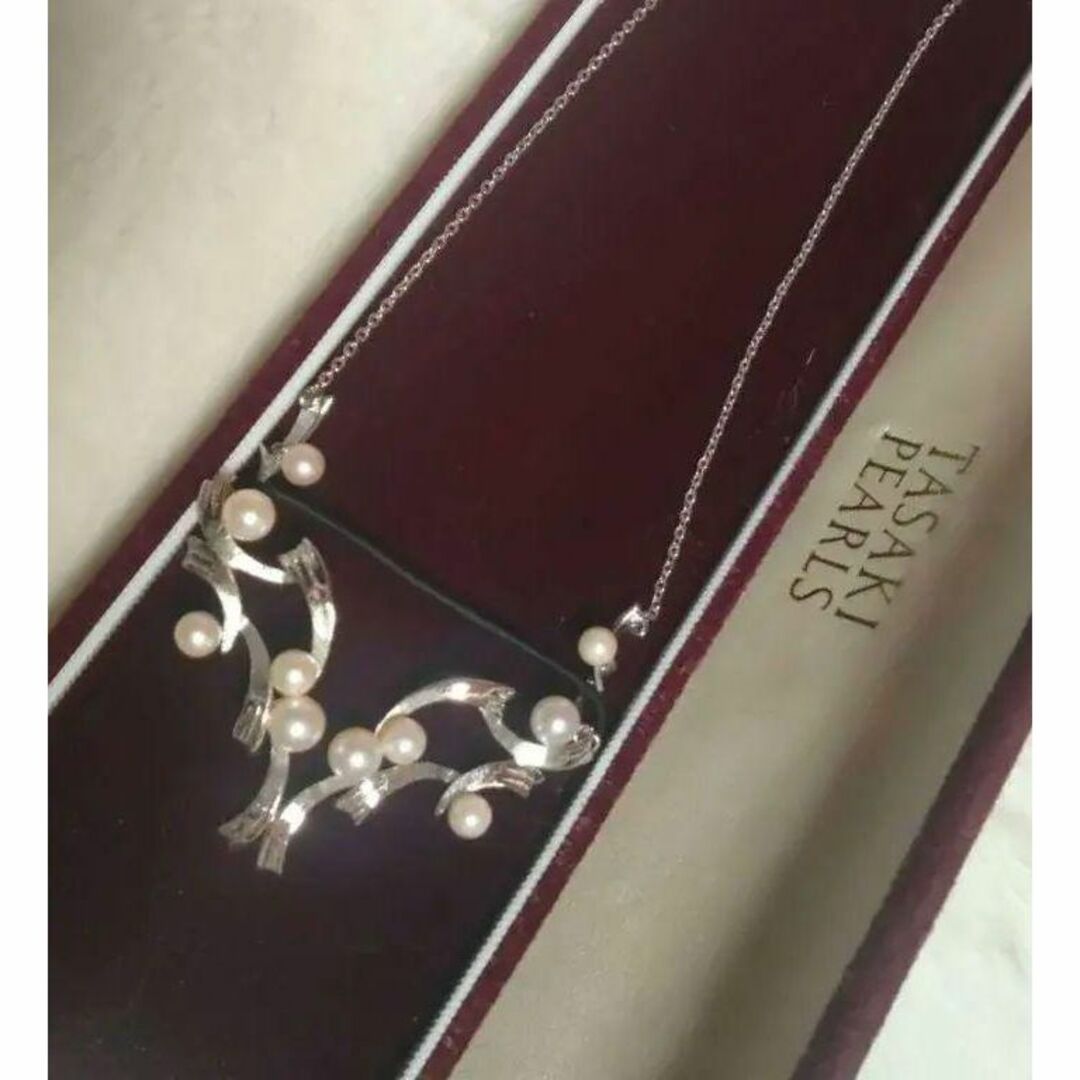 美品　タサキ真珠　デザインパールネックレス　田崎　専用ケース付き　silver他のパールアクセサリーはこちら