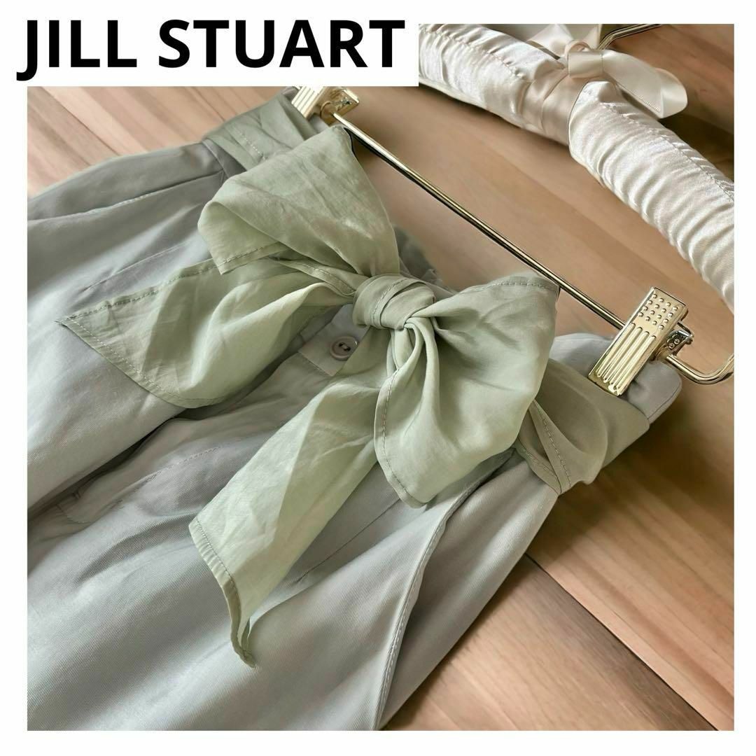 JILLSTUART(ジルスチュアート)の美品✨JILLSTUART ジルスチュアート　シフォンリボン　ワイドパンツ　M レディースのパンツ(カジュアルパンツ)の商品写真