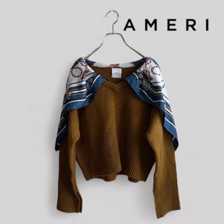 アメリヴィンテージ(Ameri VINTAGE)のAMERI アメリ ニット セーター スカーフ付き 長袖 キャメル(ニット/セーター)