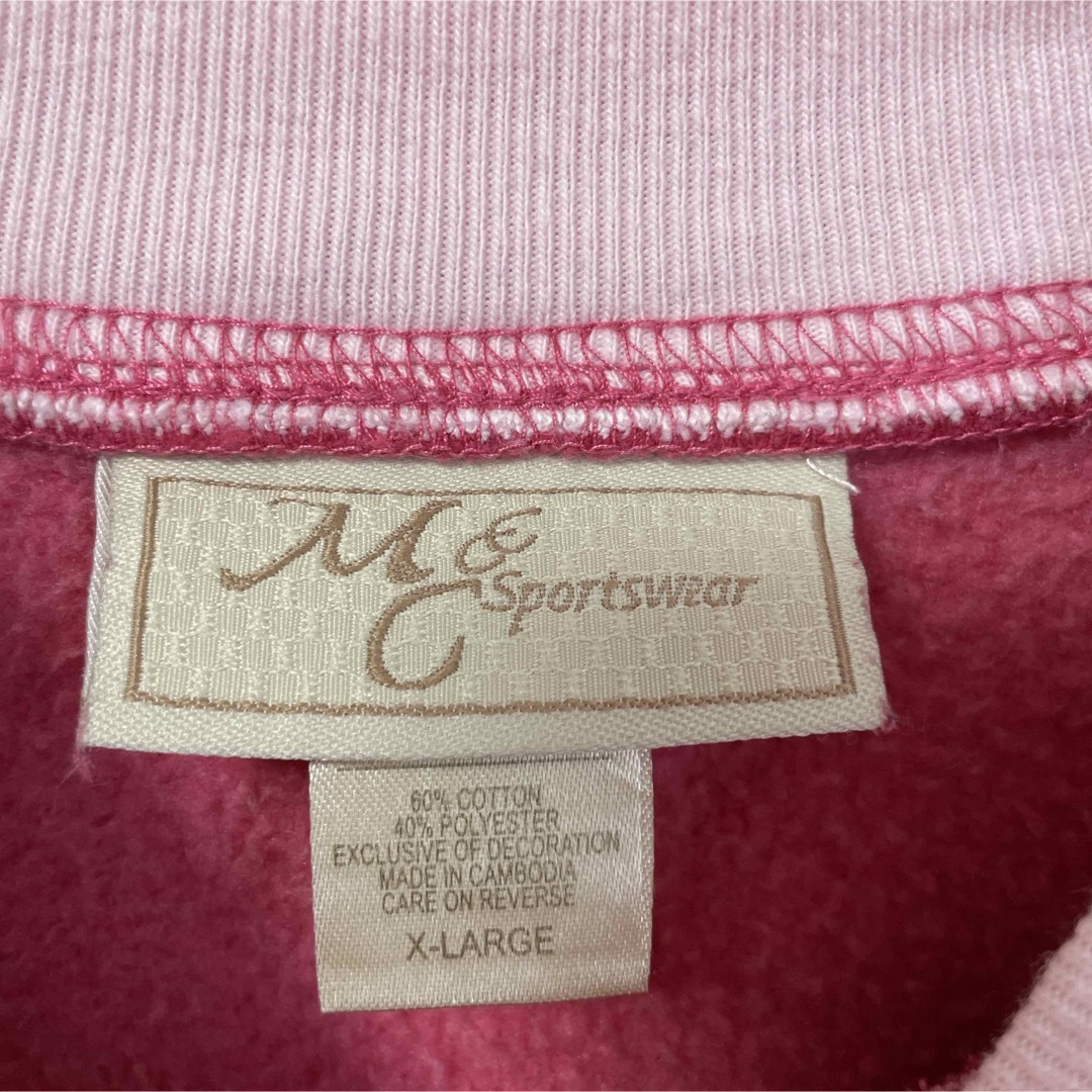 MC Sportswear ピンク スウェット 刺繍 ストーン ハート 海外古着 レディースのトップス(トレーナー/スウェット)の商品写真