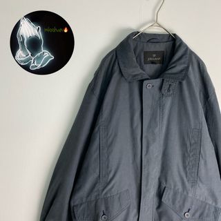 【ジャケット　ワンポイント刺しゅう　シンプル　グレー　青　古着】(その他)