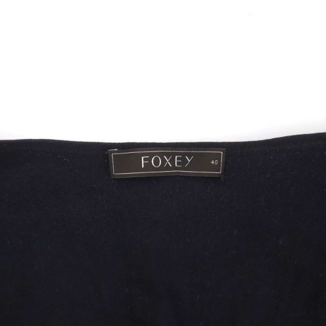 FOXEY - フォクシー FOXEY カーディガン 七分袖 襟付き ホック 40 L 紺