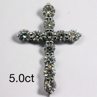 5ct ダイヤ　クロス　ネックレス　プラチナ(ネックレス)
