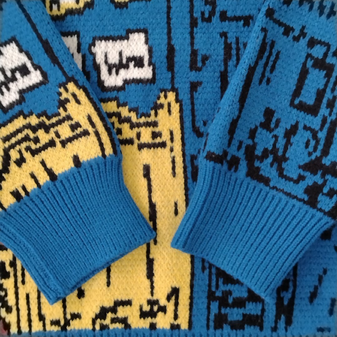 ゴッホ柄 ブルー セーター☆ヴィンテージ感が漂います かわいい 青色 個性的♪ レディースのトップス(ニット/セーター)の商品写真