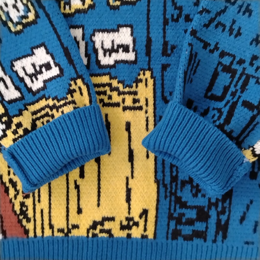 ゴッホ柄 ブルー セーター☆ヴィンテージ感が漂います かわいい 青色 個性的♪ レディースのトップス(ニット/セーター)の商品写真