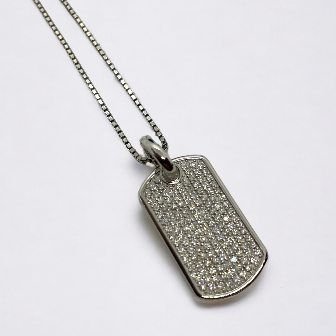 プラチナk18WG ドックタグ　トップ　ネックレス　dogtag necklace