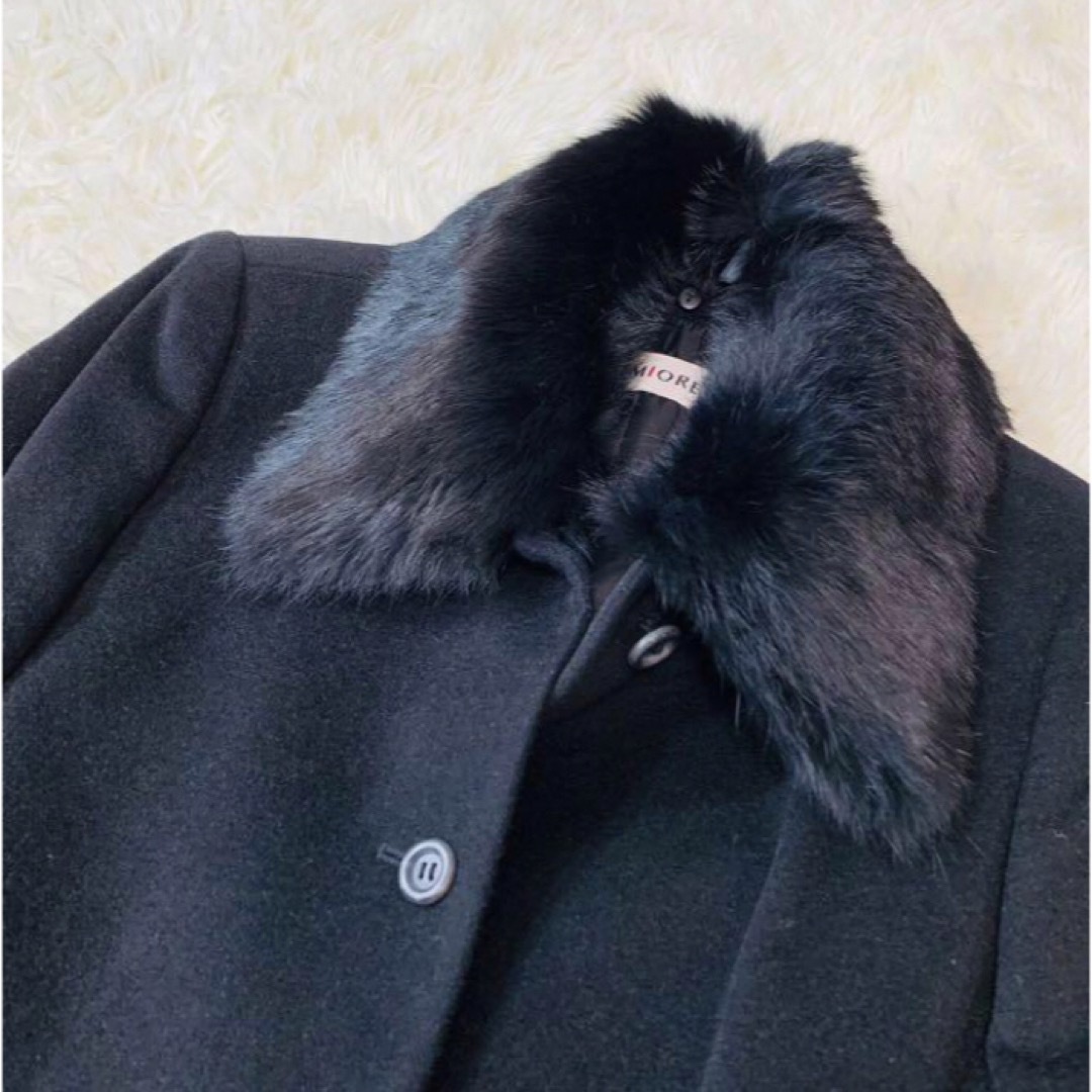 LEMIORE アンゴラ混　ラビットファー　ロングコート レディースのジャケット/アウター(ロングコート)の商品写真
