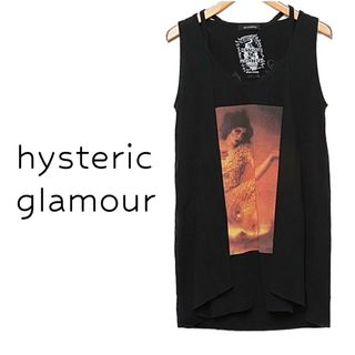 ヒステリックグラマー(HYSTERIC GLAMOUR)のHYSTERIC GLAMOUR  プリント 変形 ノースリーブ カットソー(カットソー(半袖/袖なし))