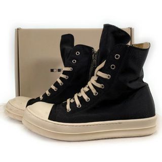 リックオウエンス(Rick Owens)のRick Owens DRKSHDW リックオウエンス ダークシャドウ 18AW SNEAKERS ラモーンズ キャンバス ハイカットスニーカー サイドジップ ブラック DU18F7800 Size 41(スニーカー)